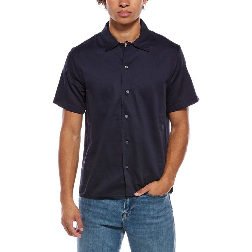 John Varvatos Mens  Danny Camp Shirt, Navy